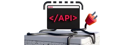 Окно с надписью API и подключённый кабель