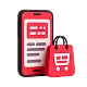 Иконка: смартфон с корзиной покупок