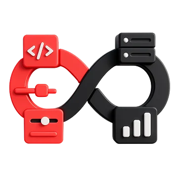 3D-иллюстрация петли DevOps: код, автоматизация, мониторинг