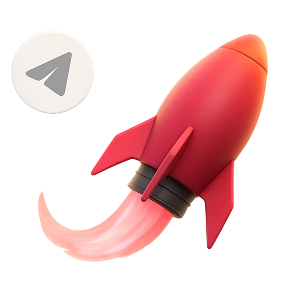 Иллюстрация к разработке Telegram Mini Apps: ракета и логотип Telegram