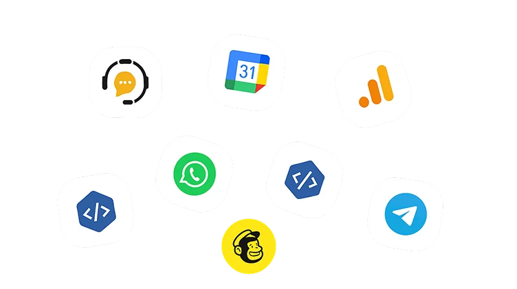 Иконки интеграций CRM: мессенджеры, календарь, аналитика и API