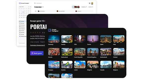 Интерфейс Escape Navigator: календарь и каталог площадок