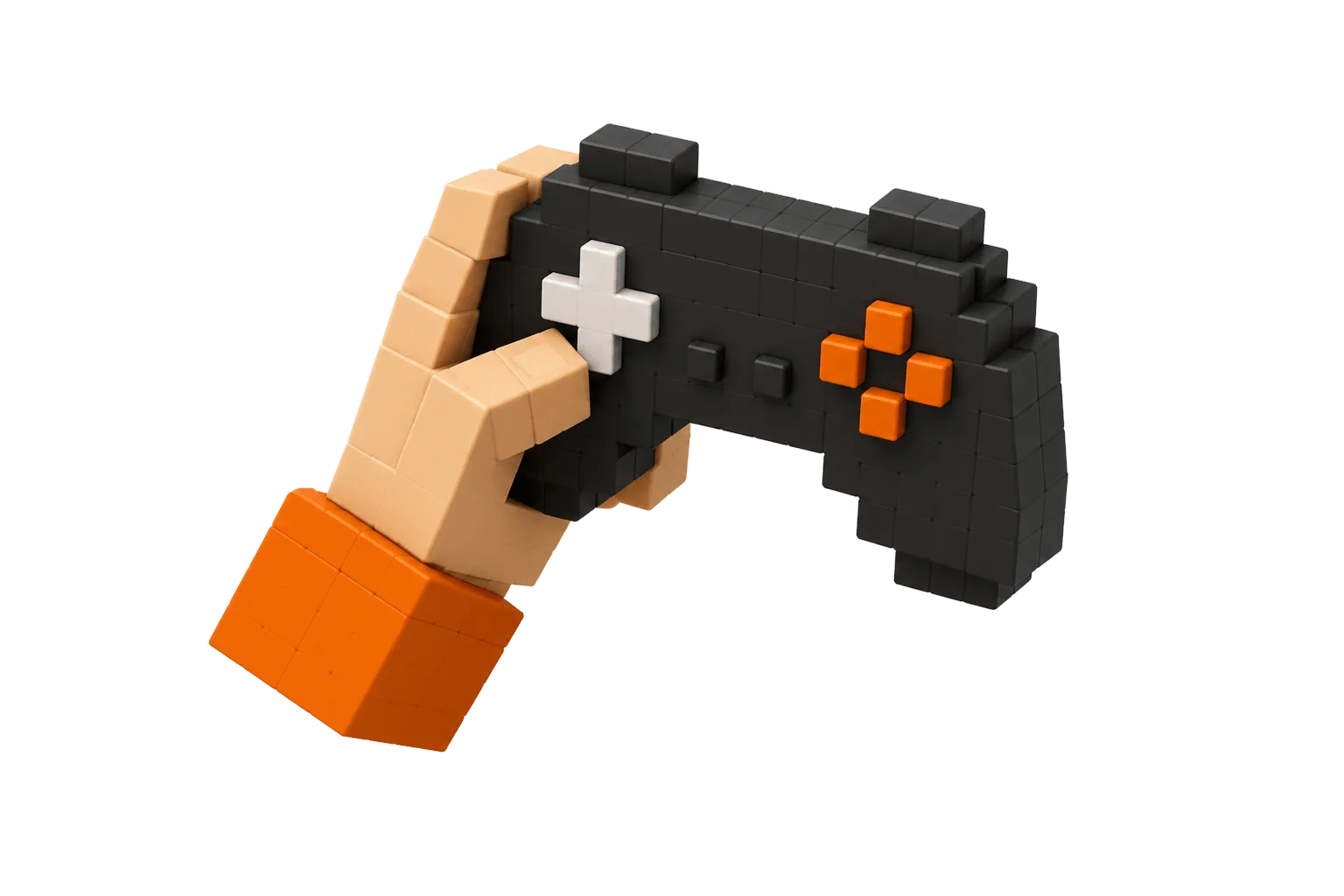 Воксельная иллюстрация: рука с игровым контроллером