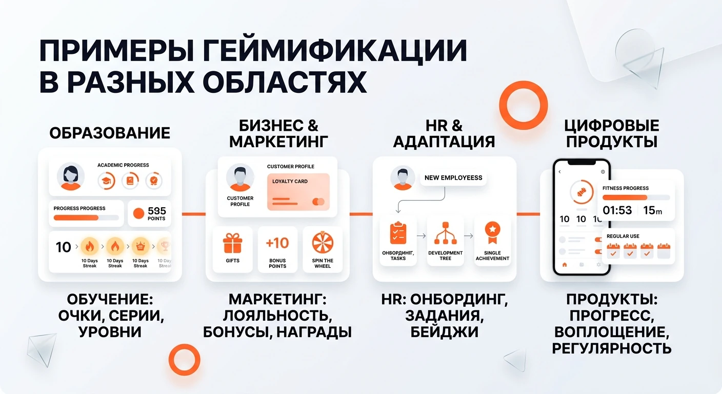 Примеры геймификации в разных областях