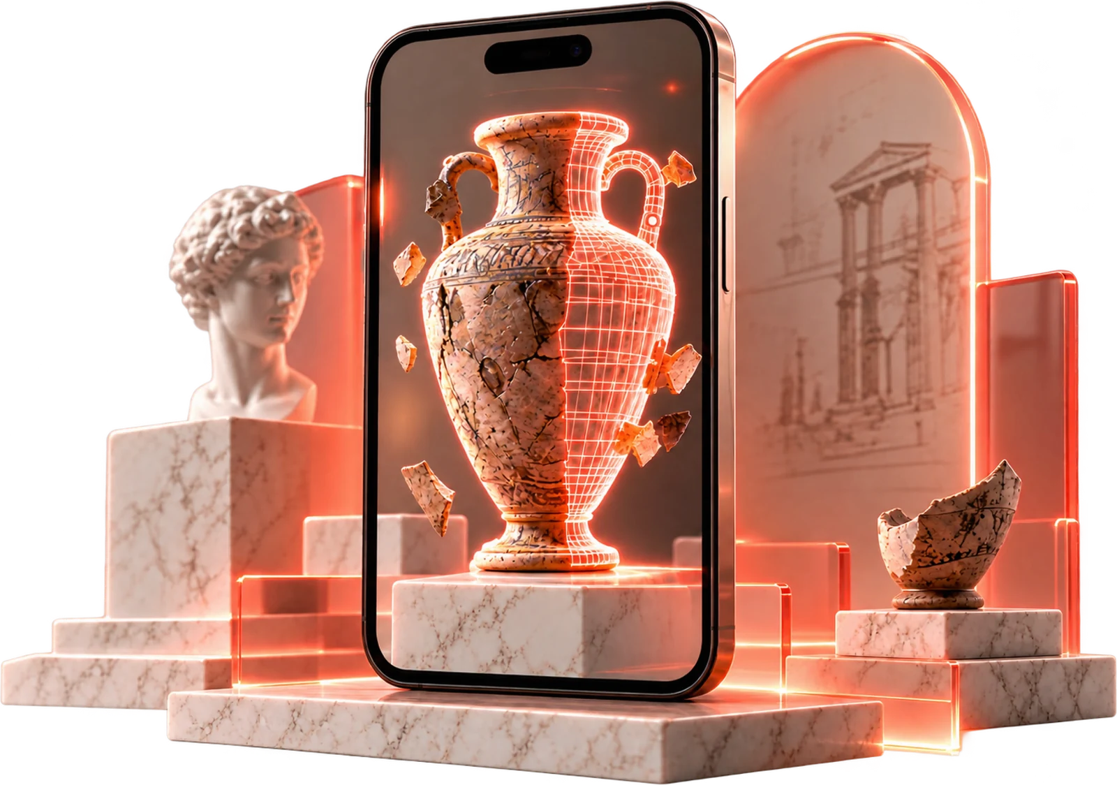 AR-реконструкция амфоры на экране смартфона